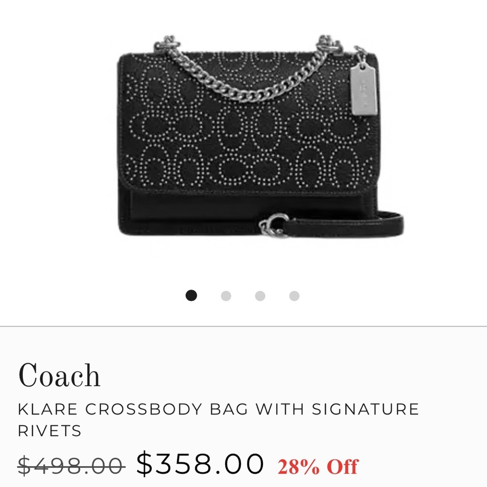 Coach Black Klare Crossbody Bag with Signature Rivets